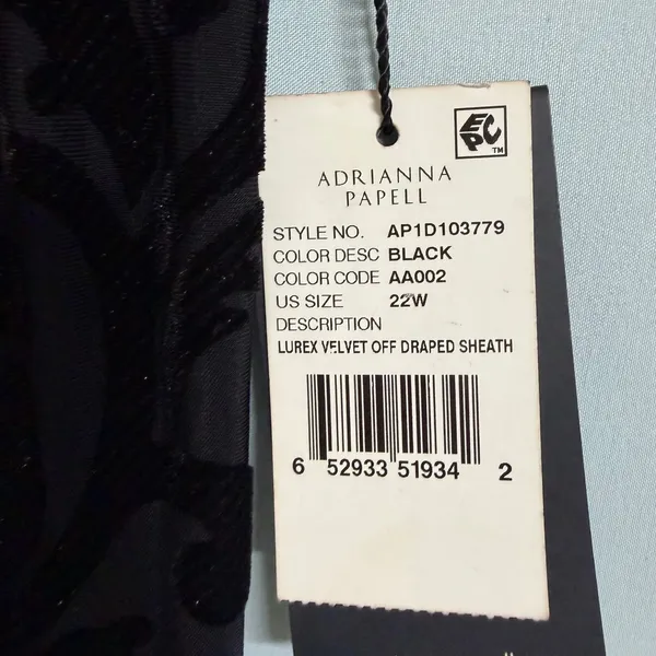 Adrianna Papell Size-22W Black Dress Glitter Velvet Faux‎ Wrap Cocktail - Image 11