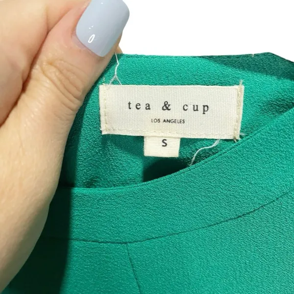 TEA & CUP LOS ANGELES S‎ Green Fit and Flare Sleeveless Mini Dress - Image 3
