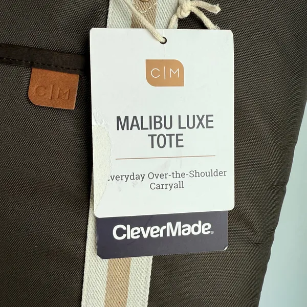 CleverMade Malibu Luxe Tote Bag 15” Laptop Work Travel Shoulder Bag Brown NWT - Image 4