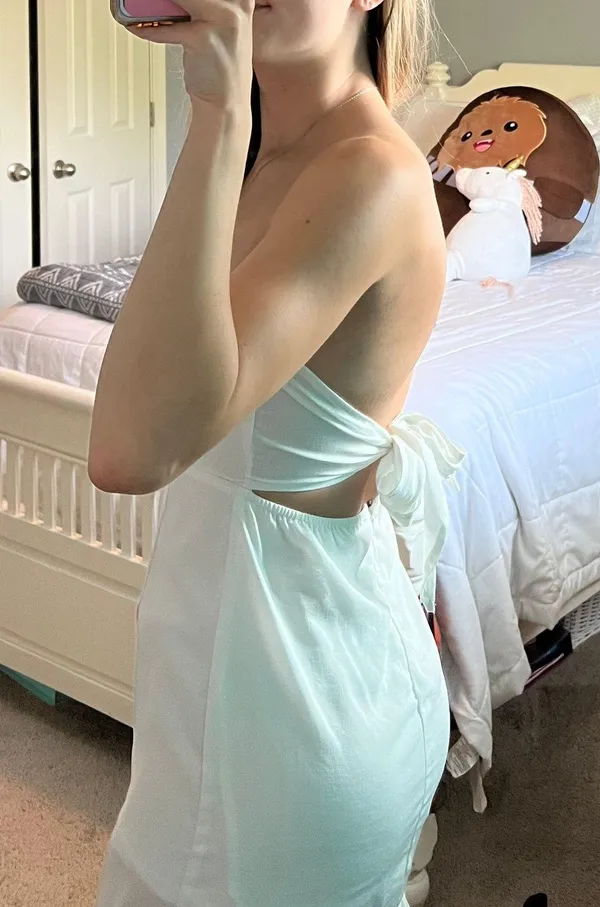 White Strapless Ruffle Dress - Image 3