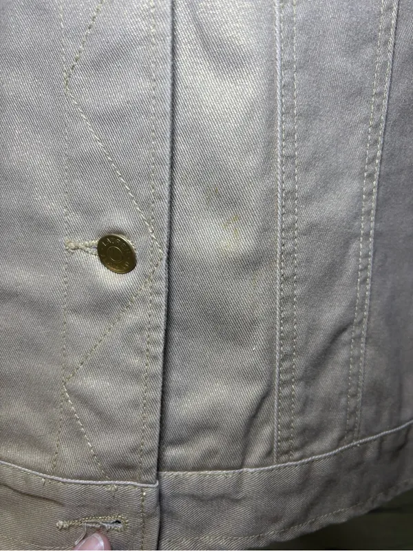 Lauren Jeans Co Ralph Lauren Women's Demin Gold Metallic Button Up Jacket Sz L - Image 5