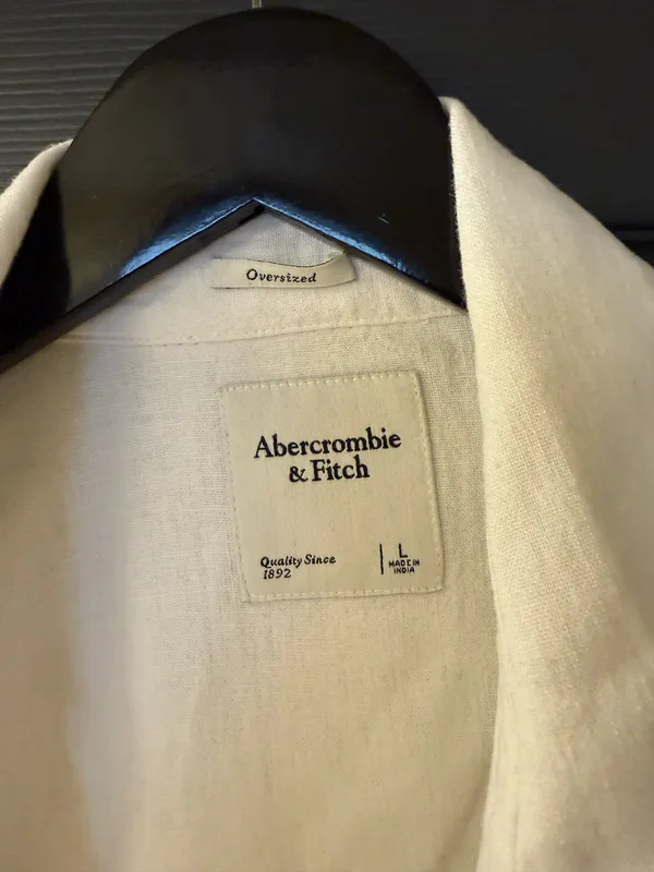 Abercrombie Linen Oversized Button Down Shirt L - Image 5