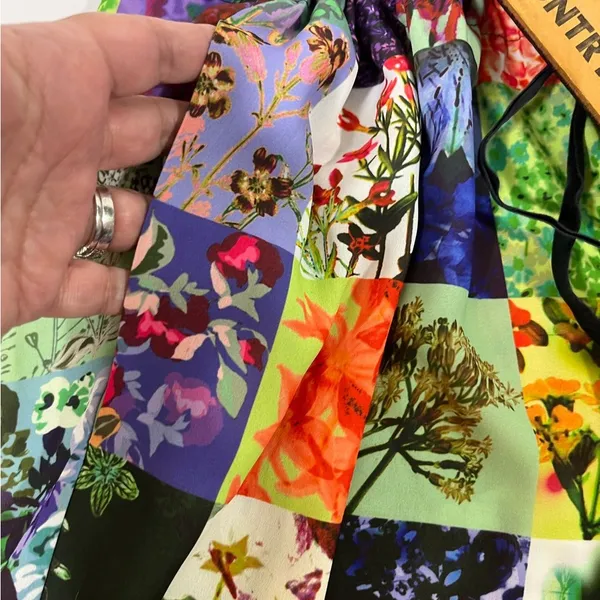 Skye's the Limit Soft Pant Boho Hippie Floral‎ Patchwork W/Pockets LG NEW - Image 5