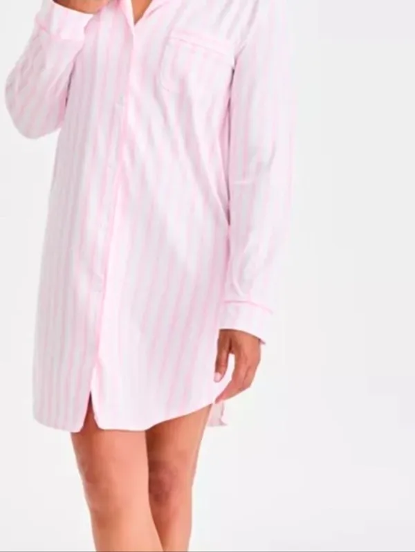 Charter Club Pink Striped Button-Down Nightshirt - Image 2