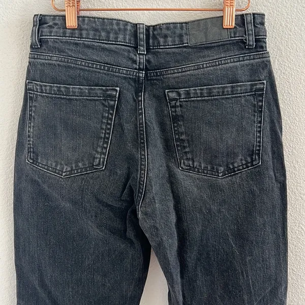 Zara Black Washed Denim Button Fly Straight Denim USA 6 - Image 8