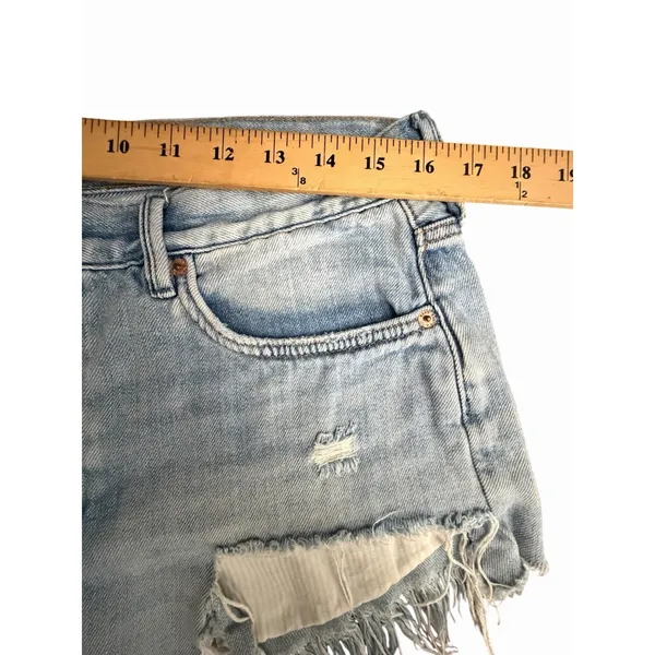 We The Free Shorts Free People 30 Distressed Cutoff Denim High Button Fly HH11-3 - Image 5