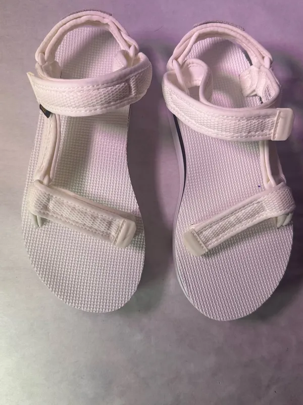 Teva White Platform Sandal with Black Midsole Stripe - Women - Image 2
