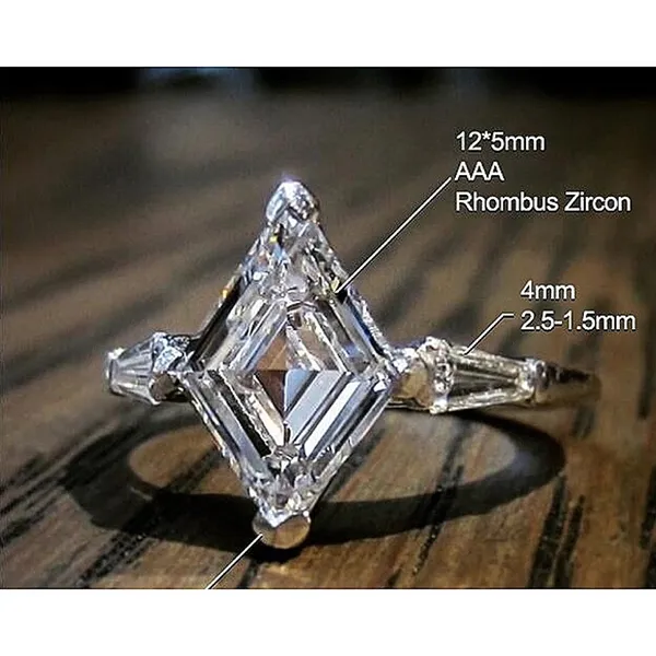 Sparkling Marquise‎ Platinum 925 Silver Simulated Diamond Ring Silver Size 6 - Image 4