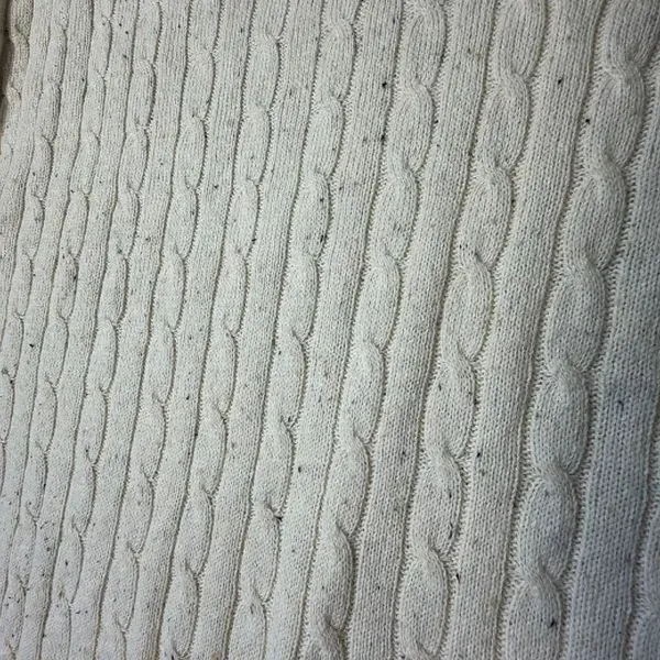 Karen Scott LRG Cream Cable Knit Crewneck Sweater Cotton Blend Speckled Academia - Image 5