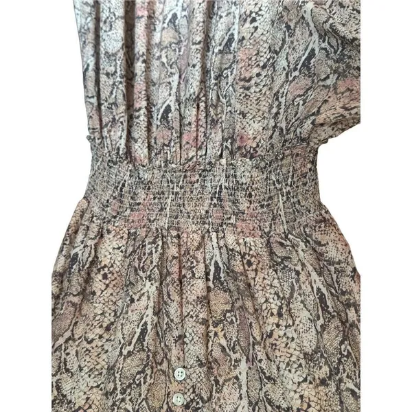 Rails Karla Watercolor‎ Snakeskin Pink Smocked Tiered Dress Sz S - Image 8