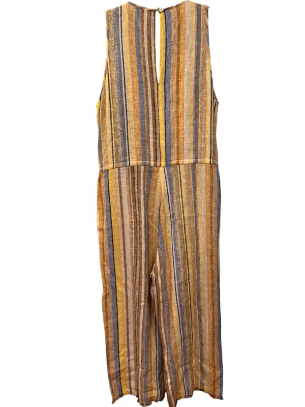 Anthropologie Drew Linen Blend Yellow Striped Jumpsuit Romper - Image 5