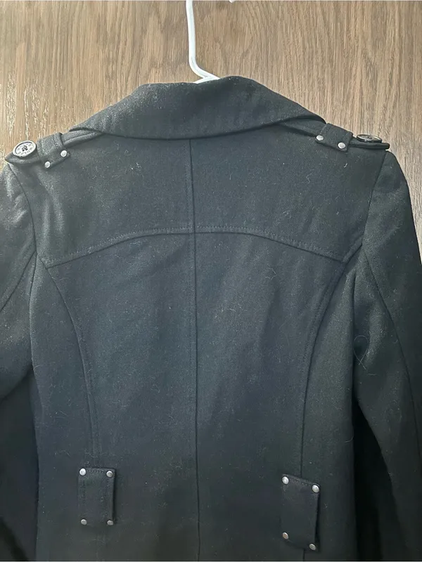 Vintage Tom Wolfe black cropped gothic, tactical aesthetic wool jacket Size 12 - Image 3