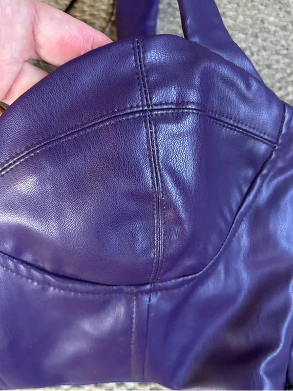 NWOT Zara Faux Leather Corset / Bra Top Plum Size Medium - Image 6