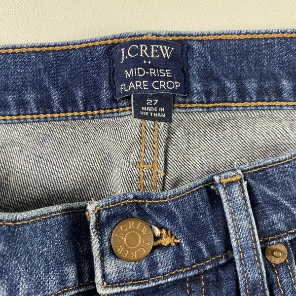 J Crew Jeans Womens‎ 27 Blue Mid-Rise Flare Crop Button Fly Stretch Denim Casual - Image 5