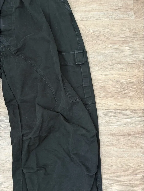 100% Cotton Black Cargo Pants Size M - Image 3