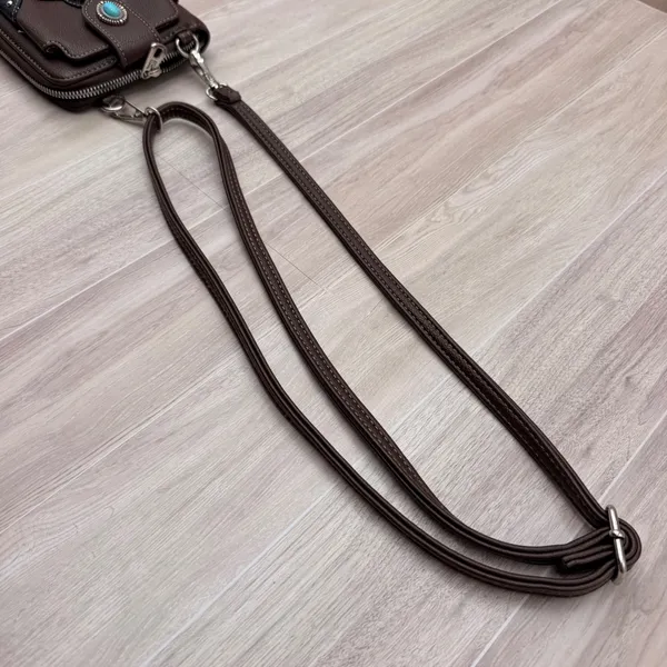 Montana West Crossbody Wallet Bag Womens OS Brown Excellent Turquoise Western - Image 6