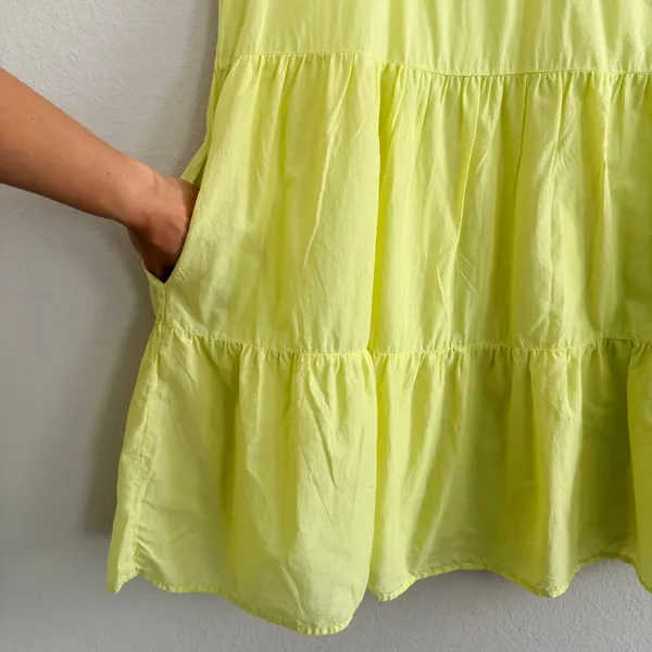 Nation LTD Luella Tiered Mini Dress in Tennis Ball Pima Cotton Pockets Sz Medium - Image 6