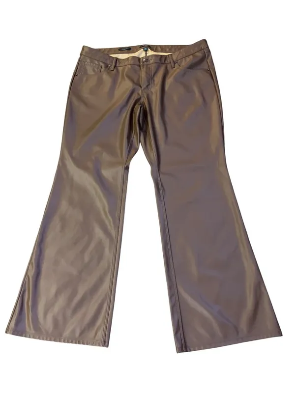 Wild Fable Faux Leather Flare Pants Womens 16 Brown Low Rise Leather Used - Image 3