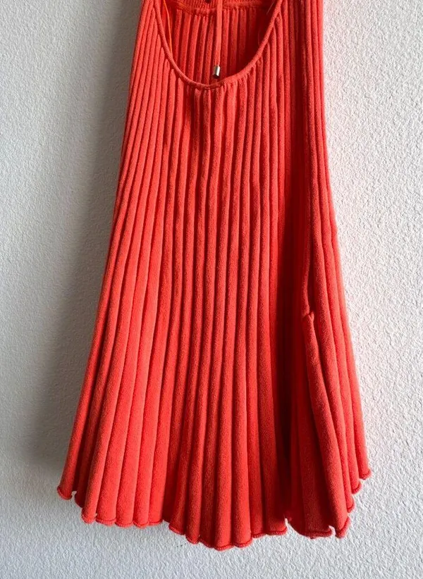 New Free People Cherie Tie Back Knit Mini Dress Size Medium Orange Red - Image 14