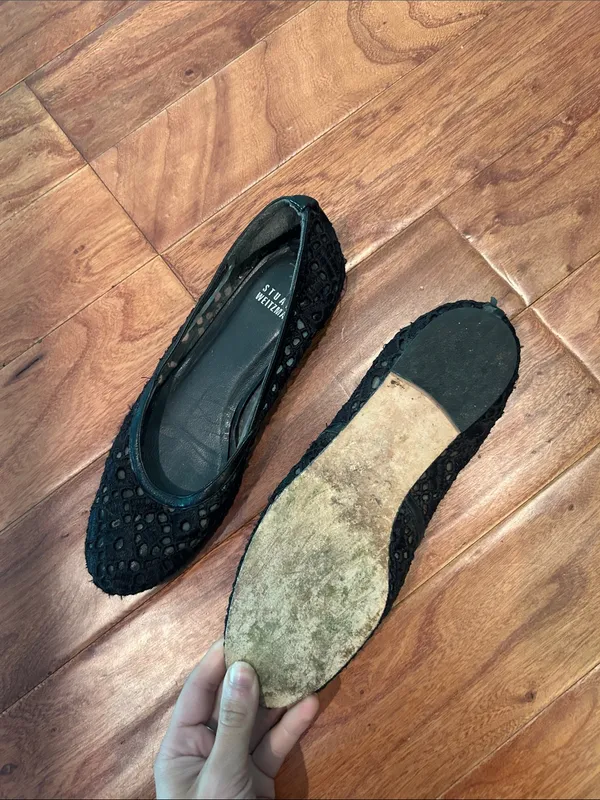 Stuart Weitzman Black Crochet Lace Ballet Flats Size 7.5 - Image 7