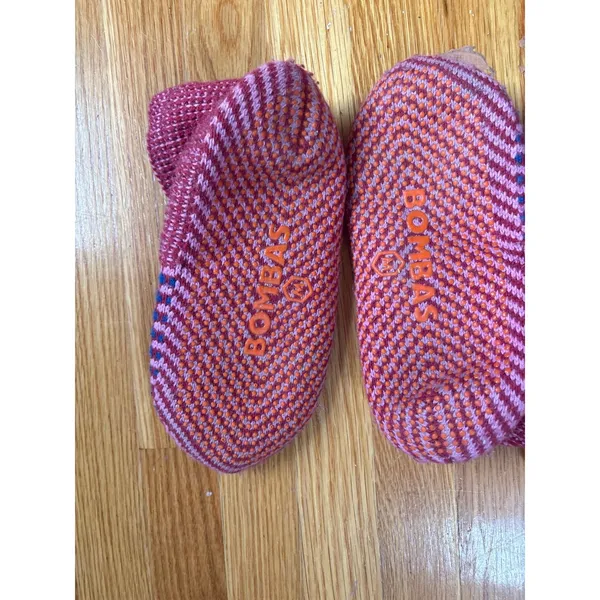 Bombas Womens Gripper Slippers Pink Blue Knit Sherpa Lined Non-Slip House Shoes - Image 2