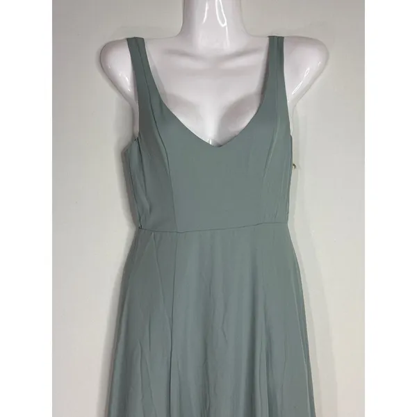 Show Me Your Mumu Jenn‎ Maxi Dress in Silver Sage Crisp Blue V Neck| XXS | NWT - Image 3