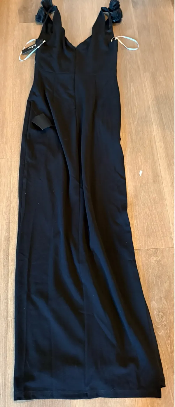 Lulus Maxi Black Dress 3D flowers  - Image 5