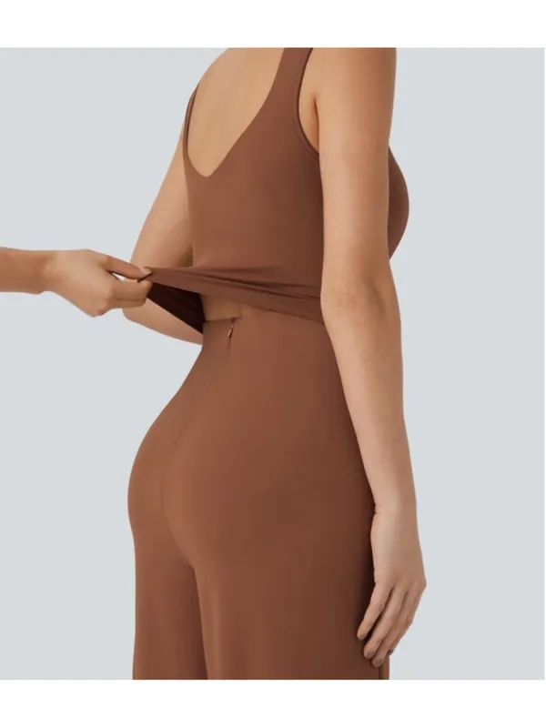 Halara U-Back Sleeveless Wide Leg Casual Jumpsuit Size L Regular Terracotta NWOT - Image 4