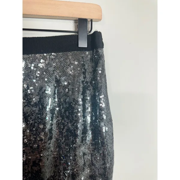 Moschino Cheap and Chic Silver Sequin Pencil Skirt Black Back USA 10 Italy - Image 3