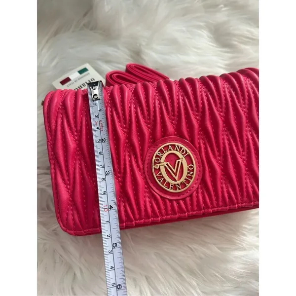 Valentino Orlandi Pink Quilted Crossbody Vegan Leather Purse Barbiecore - Image 7