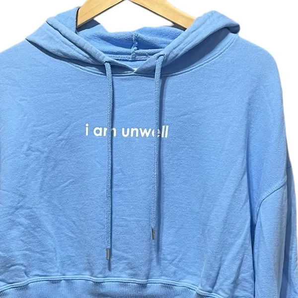 Barstool Chicks Barstool‎ Sports Blue Crop I am Unwell Call Her daddy Hoodie - Image 2