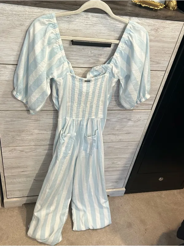 Billabong Dizzy Daze Romper Blue & White Size Small - Image 7