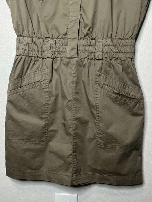 Pistola Cap Sleeve Smocked Waist Rosie Mini Dress in Army Olive Green - Image 7