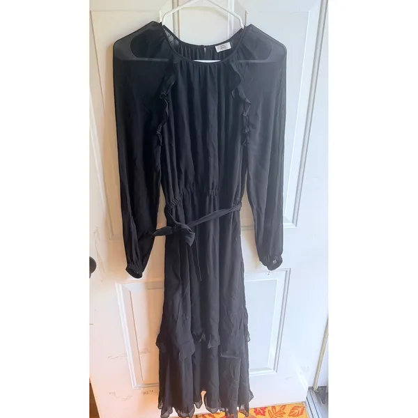 Aritzia x Little Moon Women's Verbena Long Sleeve Chiffon Midi Dress in Black S - Image 3