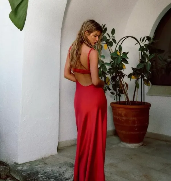 ZARA dress classic red satin effect cut out open back midi maxi party wedding - Image 10