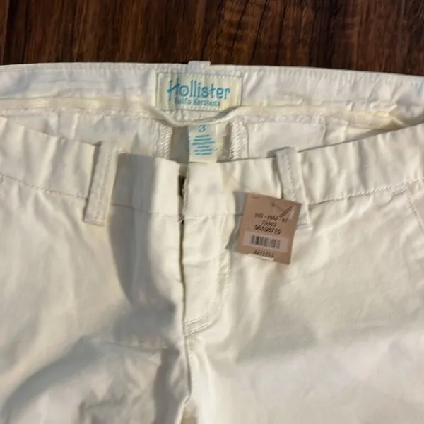 NWT Hollister Off White Beige Betty Cotton Lowrise Pants Size 3 - Image 4