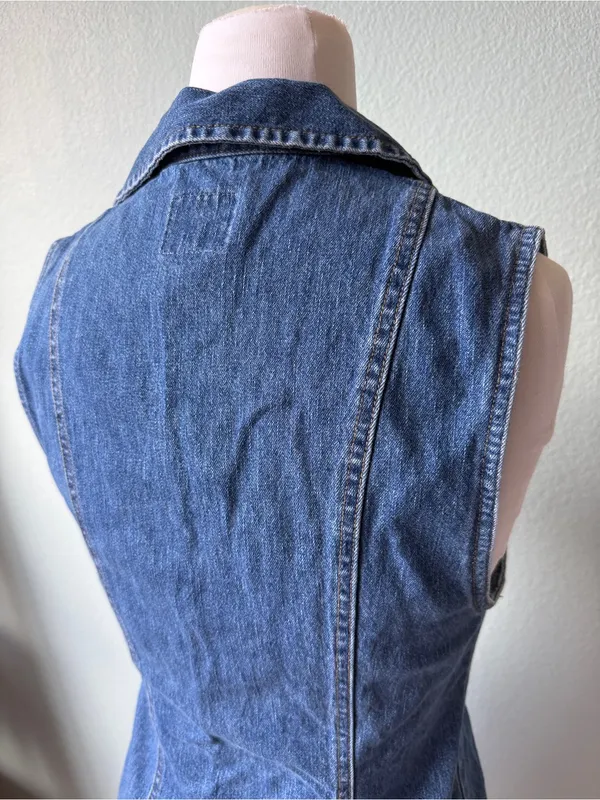 Y2K Sleeveless Blue Denim Zip-Front Women's Dress Size Medium - Image 8