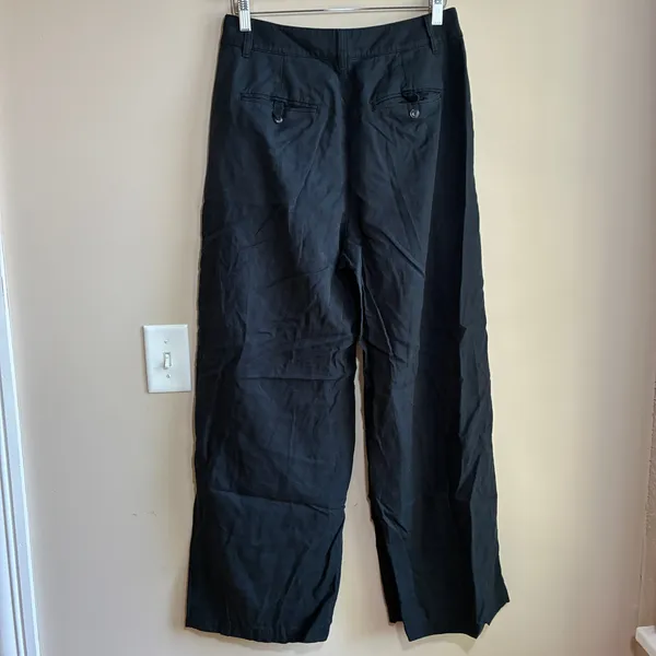 Madewell linen blend wide leg black trousers women's 6 casual pants 29 inseam - Image 5