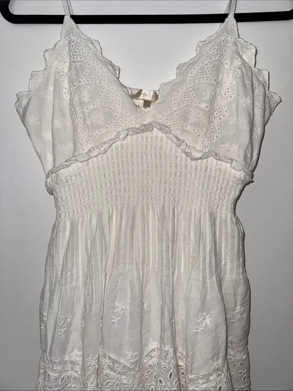 LoveShackFancy Azar Cotton Bandana Eyelet Mini Dress Size Medium - Image 6