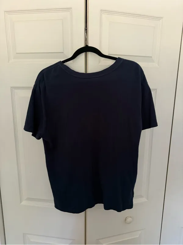 Z Supply Ciao Boyfriend Tee Navy Blue Red Eclipse Embroidered Size Medium - Image 9