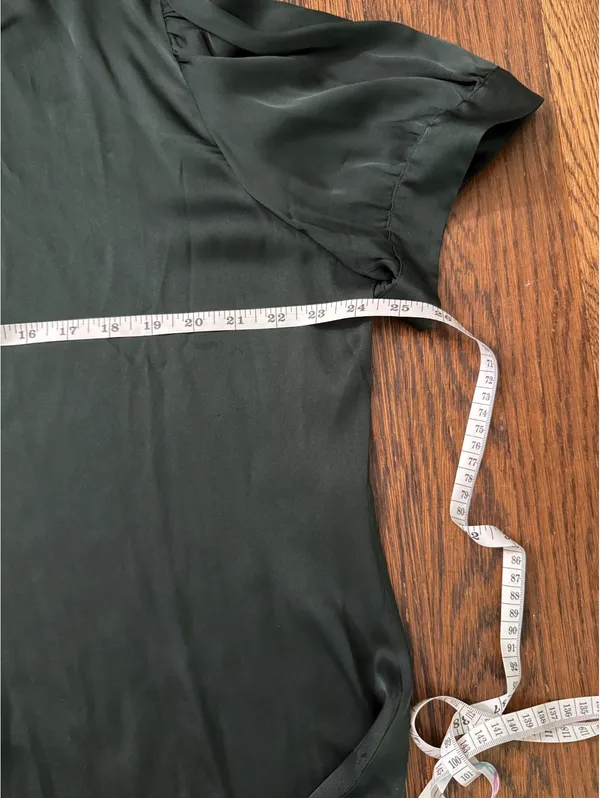 Quince Dark Green Silk Blend Button-Up Blouse XL - Image 5