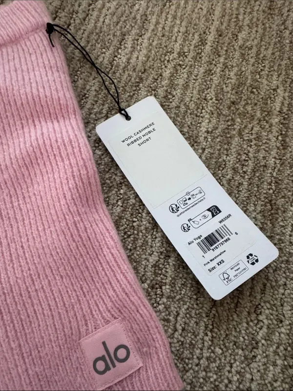 ALO Yoga Wool Cashmere Ribbed Noble Short in Pink Marshmallow - Image 3