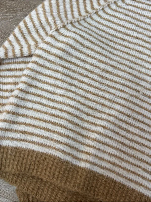 American Eagle Striped Crewneck Sweater in Cream and Mustard - Image 7