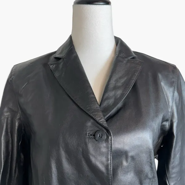 GAP Vintage Black Leather Blazer Jacket Coat Size M Matrix Minimalist Y2K 90s - Image 5