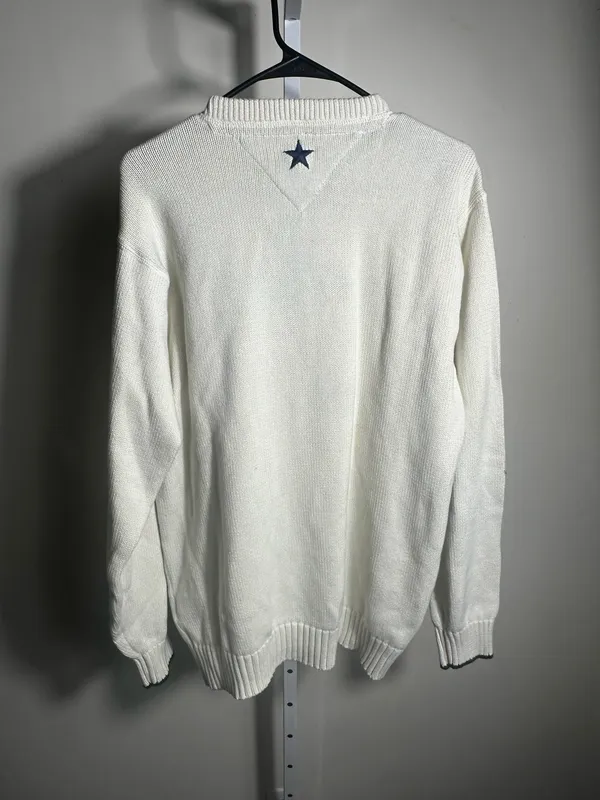 S253. Tommy Hilfiger Big Flag Logo Cream Cotton Crewneck Sweater - Image 6