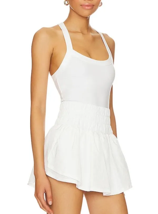 Free People Way Home Skortsie White SMALL Tennis Wide Leg Athleisure Sporty - Image 2