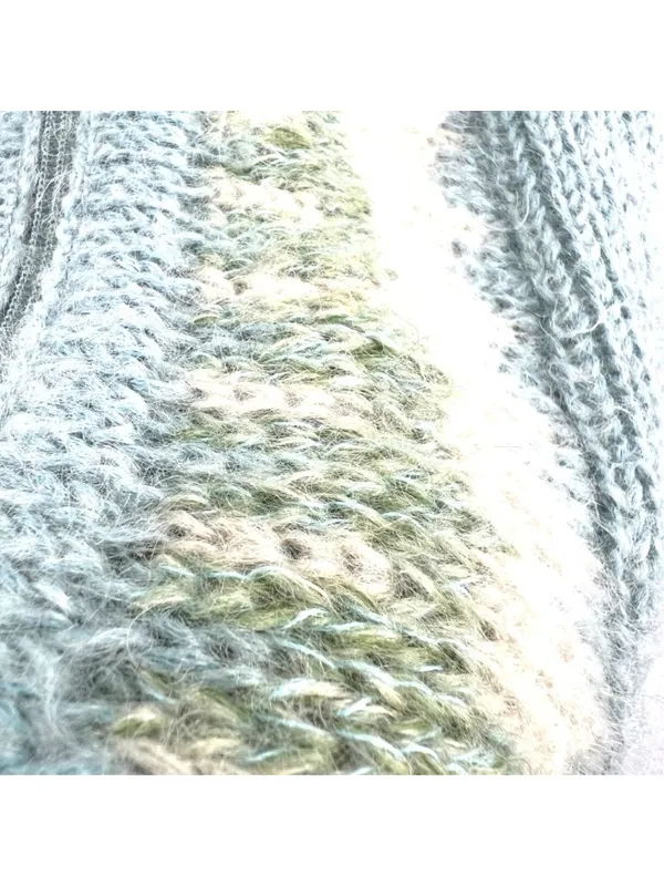 Margaret OLeary Cardigan Sweater Kid Mohair Blend Zip Front Blue Green Size 2 - Image 7