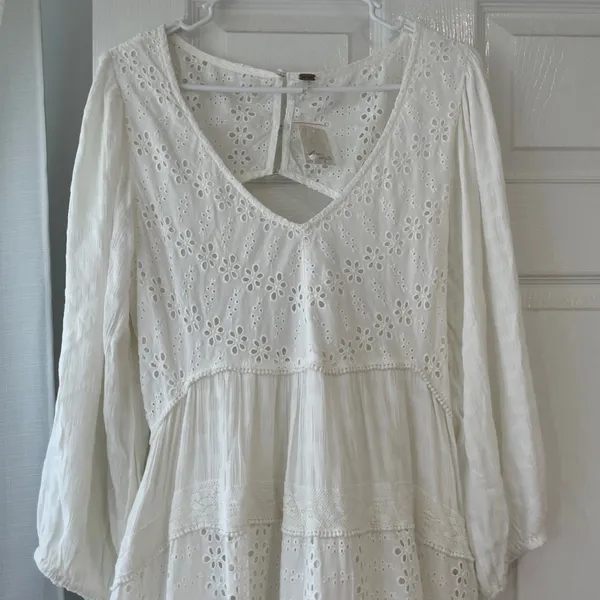 Free People Mockingbird White Eyelet Tiered Maxi Dress - Image 6