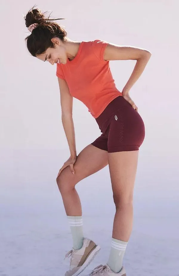 NWT Free People Good Karma Running Shorts Color: Oxblood Size M/L - Image 4