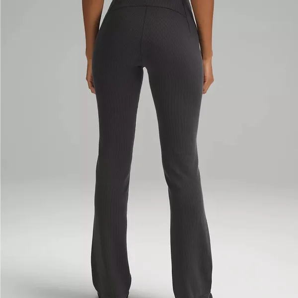 Lululemon Ribbed Softstreme Flare Pants Black Size 4 Lounge Yoga Athleisure - Image 2